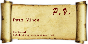 Patz Vince névjegykártya